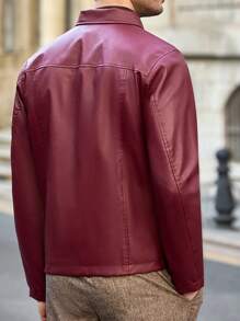 Manfinity Basics Men's Fitted Casual Turndown Collar Open Front Jacket - Red - View 2