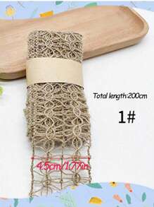 SHEIN 1Pc 2M/Roll Natural Jute Burlap Ribbon, 4 Styles Lace Ribbon Mesh Burlap Ribbon, DIY Decoration Craft Packaging Ribbon Bow, Suitable For Festivals, Parties, Weddings, DIY Handmade Arts, Home Decoration Valentine's Day - Khaki - View 10