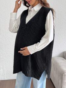 SHEIN Women Maternity Sweater Vest, Casual Commuter Essential, Autumn/Winter