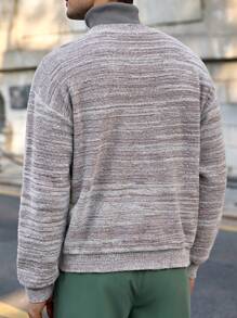 Manfinity Basics Men's Loose Dropped Shoulder Round Neck Knit Sweater, Casual Fit For Autumn/Winter - Multicolor - View 2
