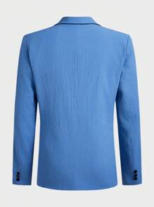 Manfinity Mode 男士休闲西装套装，简约时尚西装外套和长裤，适合日常穿着 - 藍色 - 查看 6