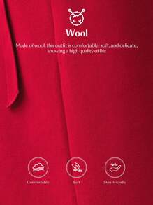 Ontre Women's 2025 Spring New Arrivals Long Round Neck Double-Sided Overcoat, Women Woolen Coat, Double-Faced Fabric Red 50cm Long Fashionable Overcoat, Round Collar Long Sleeve With Real Pockets, Casual Outfit