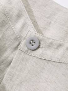 DAZY Women's Casual Linen Blouse With Open Back And Short Sleeves - Grey - View 7