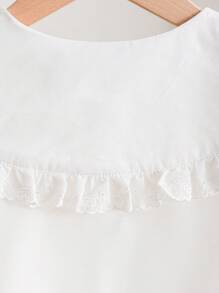 SHEIN Tween Girl Ruffled Collar White Long Sleeve Blouse - White - View 4