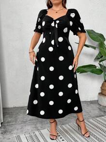 SHEIN Clasi Vestido de verano casual estampado de tejido para mujer talla grande