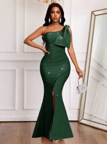SHEIN Lady Vestido elegante de noche con gran lazo decorativo, vestido de dama de honor como regalo