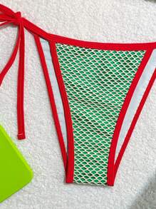 Strandkläder för damer Grimma Mesh Flerfärgad söt triangulär grimma Badkläder Set för sommarstrandsemester - Multifärgad - Visa 4