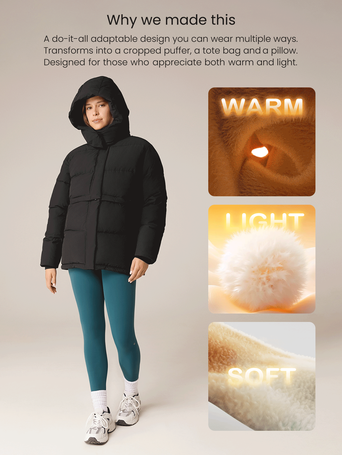 GLOWMODE Windproof Lightweight Puffer Warm Jacket Daily Casual Winter - Black - View 2