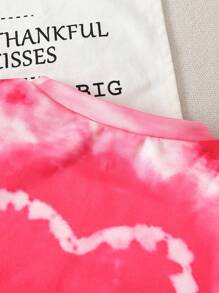 SHEIN 1pc Girls' Fashionable Casual Heart Tie-Dye Print Crew Neck Sweatshirt, Autumn/Winter, Valentine's Day Gift, Mommy And Me Matching Outfits (3pcs Sold Separately) - Multicolor - View 5