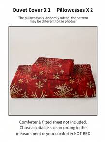 3 pièces Ensemble de housse de couette imprimée en polyester pour Noël
