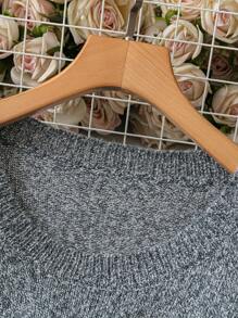 SHEIN LUNE Plus Size Women Star Pattern Round Neck Sweater, Casual For Autumn/Winter Knit Pullover Fall - Grey - View 5