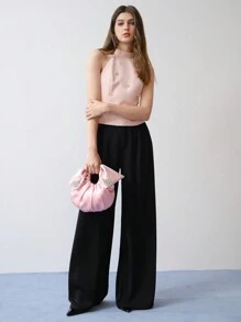 MOTF PREMIUM BOLSO CON ASA SUPERIOR FRUNCIDO CON DECORACIÓN DE LAZO ELEGANTE PARA MUJER, DÍA DE SAN VALENTÍN - Rosa - Ver 8