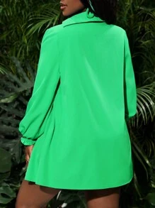Slaydiva 2 pièces/Set Femme Chemise verte décontractée avec nœud à l'avant et shorts imprimés pour les vacances - Multicolore - Voir 2
