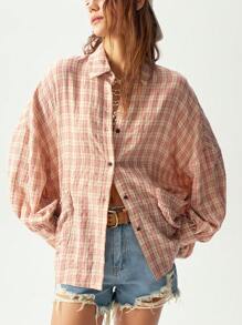 Bohemela Plaid Pattern Holiday Casual Blouse For Women - Multicolor - View 4