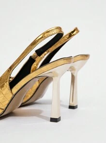 CUCCOO TILAWA Women Bowknot Decor High Heel Pumps For Office, Wine Red Spring Shoes Spring Break Easter - Gold - View 3