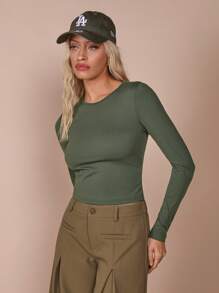 COSMINA Women's Basic Forest Green Long Sleeve Tops