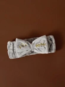 HARRY POTTER X SHEIN 1个毛绒蝴蝶结装饰可伸缩发圈，礼品，适用于家居、浴室装饰，夏季、返校季 - 灰色 - 查看 3