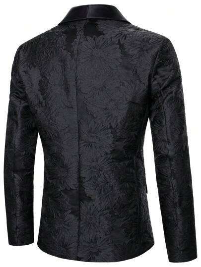 Manfinity AFTRDRK Men's Front Button Long Sleeve Pocket Simple Suit Blazer Black Blazer, Casual Everyday Wear Dinner Blazer Men Blazers Black, Old Money Style For Ceremony