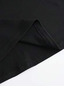 Maweii Của phụ nữ Vòng cổ Áo thun Với Mô phỏng In ấn - màu đen - Xem 3