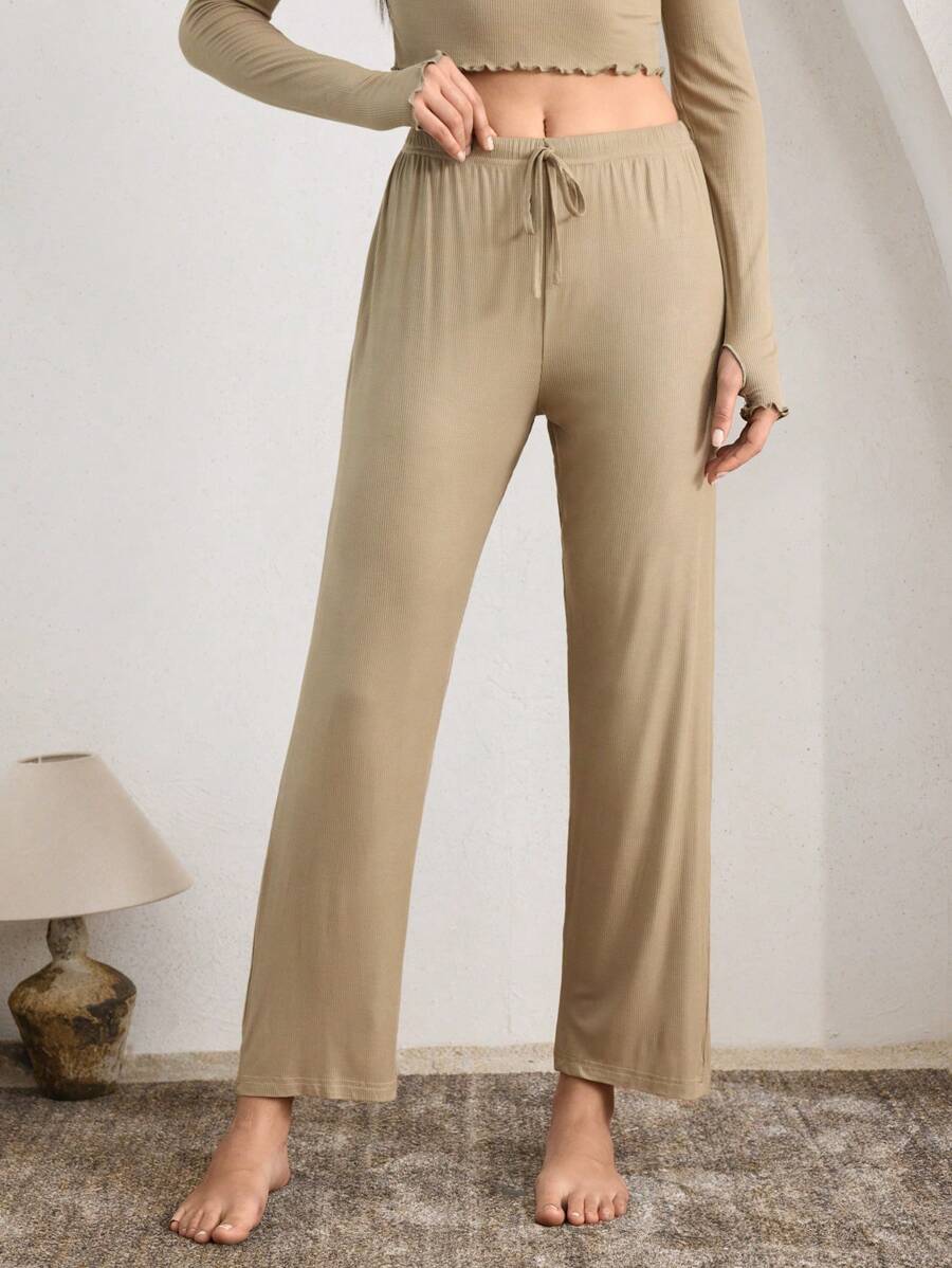 Ocili Leisure SOFT LOUNGE SLEEP Pants SOLID COLOR SIMPLE FASHIONABLE DAILY - Green - View 1