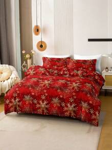 3 pièces Ensemble de housse de couette imprimée en polyester pour Noël