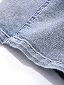 DAZY 女士拉链后背抹胸简约牛仔休闲度假衬衫 - 中等水洗藍 - 查看 7