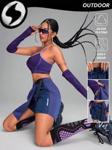 Innovista Váy thể thao đa năng xẻ tà dành cho nữ, tích hợp quần short bên trong, quần short tập luyện thể thao có khóa kéo, nhiều túi, đường xẻ tà điều chỉnh được, quần tập gym, bộ đồ tập thể dục tiện dụng, nhẹ, có thể chuyển đổi, trang phục thể thao mùa thu, quần áo thể thao thường ngày, từ văn phòng đến phòng tập, tập luyện HIIT, thoải mái vận động, hoạt động ngoài trời, cardio, bóng vợt, pickleball, golf, crossFit, health, TT, viral, IG Reel, festival, thiết kế sọc, phong cách tiện dụng. - Màu xanh hải quân - Xem 2