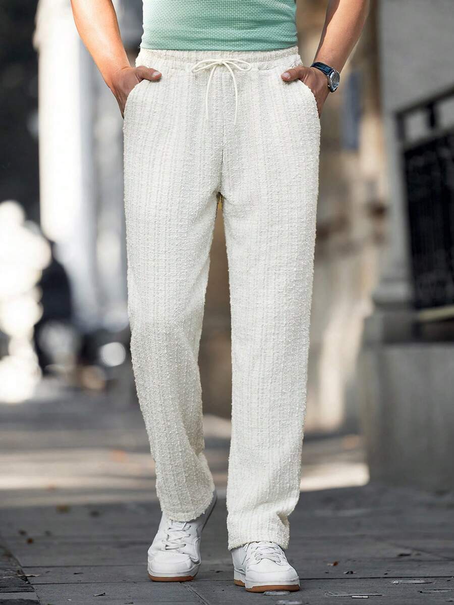 Manfinity Homme Men's Plain Color Casual Sweatpants, Fashionable For Daily Wear - Apricot - View 1