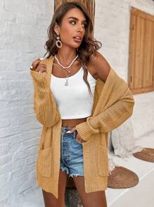 SHEIN LUNE 女式纯色休闲开衫，带 2 个口袋