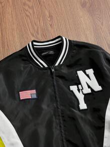 Manfinity VCAY Men's Woven Casual Everyday Young Loose Long Sleeve Open Front Jacket, For Fall Winter - Multicolor - View 3