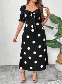 SHEIN Clasi Vestido de verano casual estampado de tejido para mujer talla grande