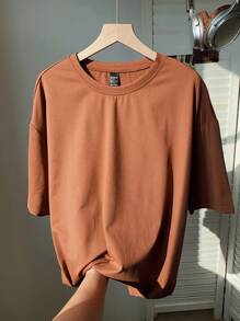 Comfortcana Áo thun nữ màu trơn Giải trí - màu nâu - Xem 4