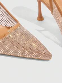 CUCCOO SZL Apricot Color Crystal Pointed Toe High Heel Women Pumps - Apricot - View 10