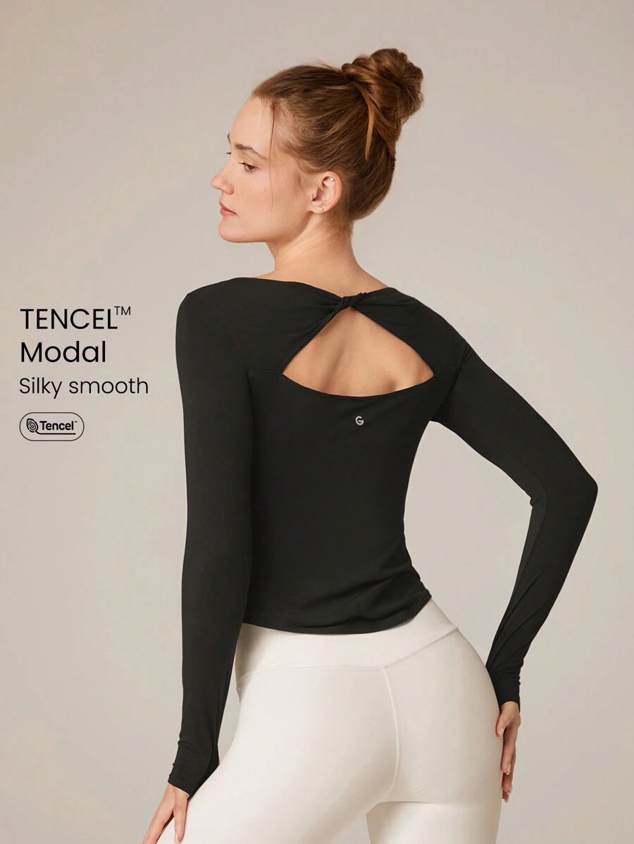 GLOWMODE Camiseta de manga larga con espalda anudada de modal