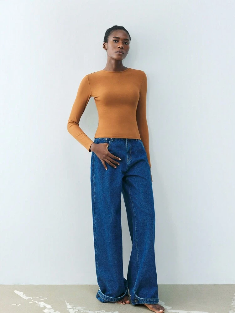 SHEIN Maija Nouveau Top à manches longues pour femmes avec design élégant au dos, style urbain chic pour les fêtes d'automne/hiver. Convient pour les festivals de musique, les vacances à la plage, les sorties décontractées, romantiques et urbaines, les rassemblements, les mariages et les remises de diplômes.