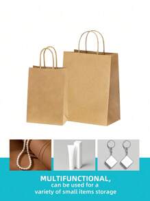 SHEIN Set de 5 o 20 bolsas de papel kraft con asas, bolsas de regalo de unicolor minimalista en forma de rectángulo, bolsas de transporte, adecuadas para fiestas, compras, Navidad