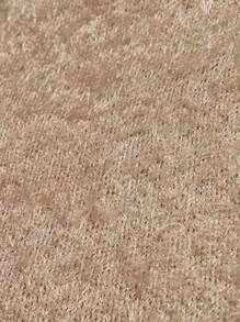 MISSGUIDED Fluffy Knit Long Sleeve Scoop Neckline Mini Dress - Brown - View 4