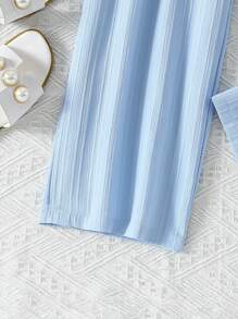 Tween Girls Elegant & Ruffle Trim Ribbed Knit Jumpsuit - Blue - View 4