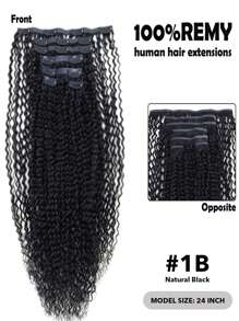 Seamless Clip Ins 7 chiếc tóc giả xoăn sóng 1B# 110g/130g/150g kẹp tóc giả liền mạch toàn đầu bằng PU 100% tóc thật Remy Double Drown HQ kẹp tóc giả vô hình cho nữ - S1B - Xem 4