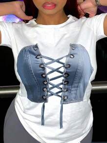 Maweii 女士3d印花t卹 - 白色 - 查看 1