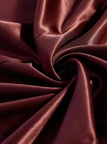 SHEIN Privé Elegant Vintage Style Satin Floor-Length Mermaid Skirt, Sophisticated Minimalist Fashion, Spring/Valentine's Day - Red Violet - View 7