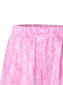 Conjunto de 2 piezas de sudadera con capucha y pantalón de pierna ancha para niñas preadolescentes, en color rosa claro con efecto lavado y estampado gráfico de letra, cintura elástica, de moda y diseño, adecuado para la escuela y el uso en otoño/invierno
