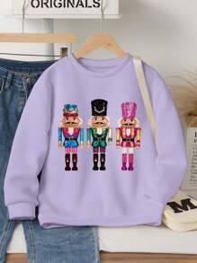SHEIN Tween Girl Casual Nutcracker Print Sweatshirt, Autumn/Winter