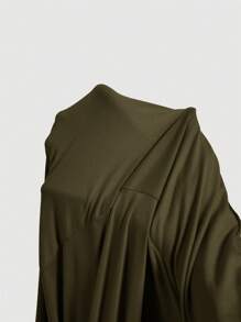 SHEIN MOD Plus Size Olive Green Turtleneck Sleeveless Dress,Elegant Summer Everyday Fall Long Dresses For Women,Vintage Evening Prom Homecoming Cruise Outfits - Army Green - View 5
