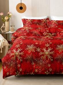 3 pièces Ensemble de housse de couette imprimée en polyester pour Noël