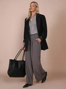 COSMINA Women's Solid Color Front Zipper Long Sleeve Casual Top, Daily Wear