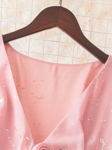 SHEIN Unity Plus Size Solid Color Simple Casual Everyday Dress - Pink - View 4