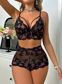 2 piezas Conjunto sexy de encaje para los labios para el Día de San Valentín