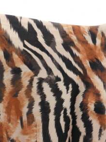 SHEIN EZwear Îmbrăcăminte de zi cu zi pentru femei Essentials Tricotat Leopard Animal Print Elastic Comod Gât asimetric Topuri cu mânecă lungă, Ziua Îndrăgostiților - Galben - Vizualizare 7