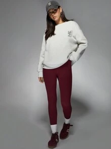 MISSGUIDED PLUS Áo nỉ thêu logo cổ điển cỡ lớn thường ngày mặc ở nhà thể thao thu đông ấm áp mặc dạo phố quần áo thể thao thiết yếu - Màu Xám nhạt - Xem 6